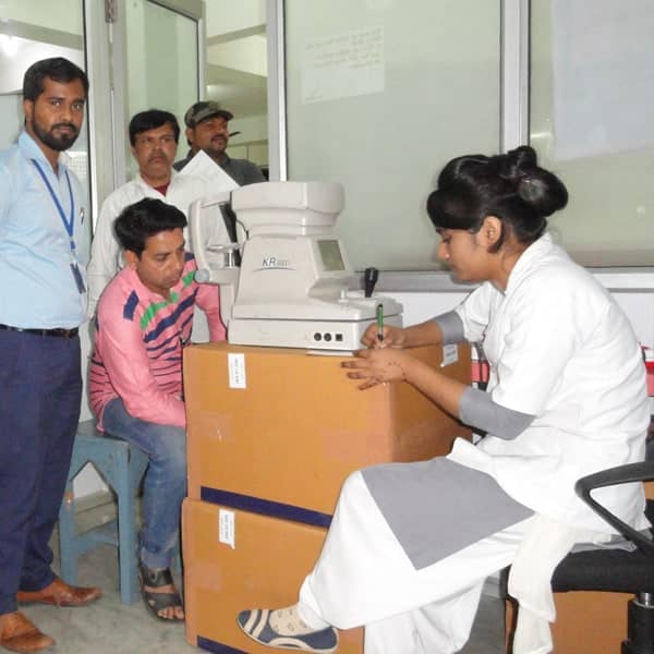 A group of people participating in a health camp.