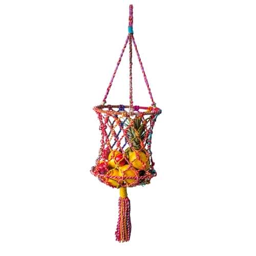 Hanging Fruit Basket/Planter/Decor- Upcycled Sari  Quality hand-made  products by Noah's Ark International Exports